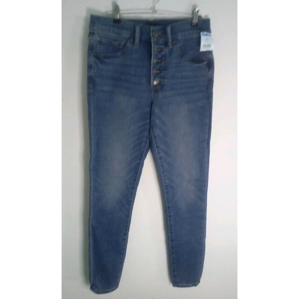 Women's Express Skinny Jeans Blue Size 6R Button Fly Mid Rise Y2K 28x28